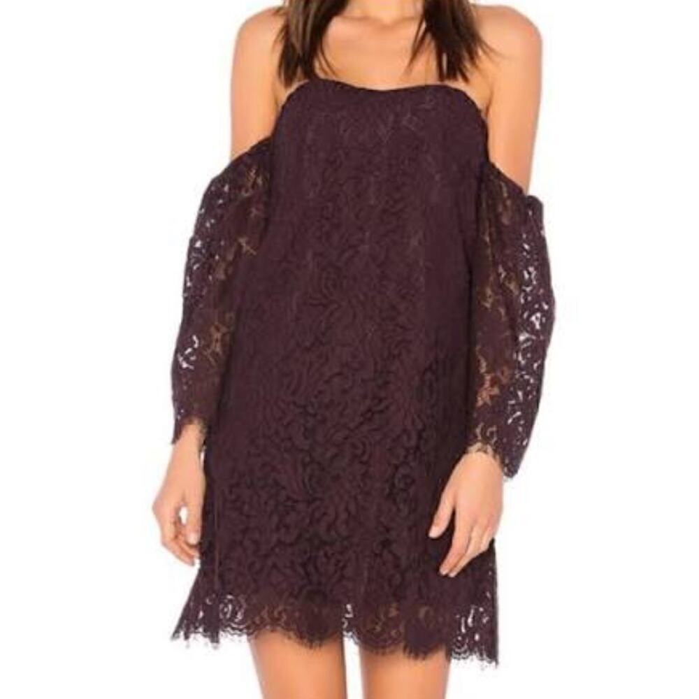 Cupcakes & Cashmere Purple Lace Off Shoulder Sleeveless Dress Size 2
